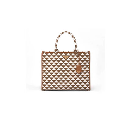 Large Prada Symbole jacquard fabric handbag