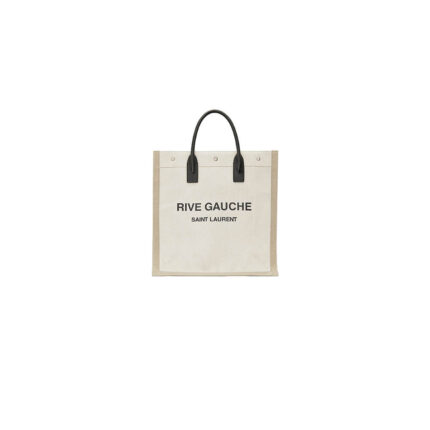 RIVE GAUCHE N/S SHOPPING BAG IN LINEN AND COTTON